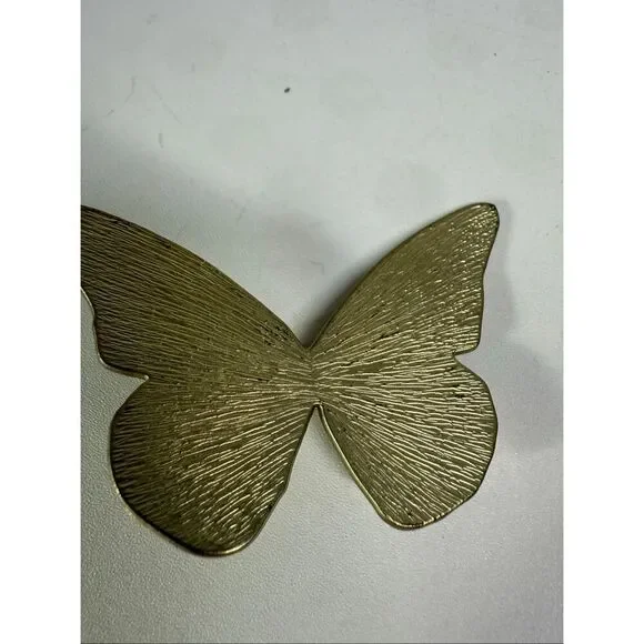 Vintage Neiman Marcus Gold Tone Butterfly Brooch Scarf Clip - Picture 5 of 6